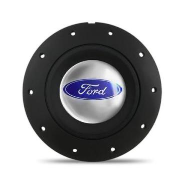 Imagem de Calota Centro Roda Ferro Amarok Ford Escort Preta Fosca Emblema Prata