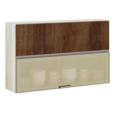 Imagem de Armário Basculante Misto Luciane 120cm 1 Porta Fechada 1 Porta com Vidro Reflecta Bronze Luci