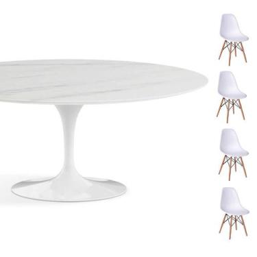Imagem de Conjunto Mesa Saarinen Oval Espirito Santo 160X90cm + 4 Cadeiras Eames