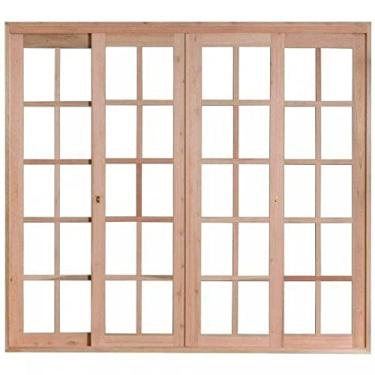 Imagem de Porta Janela 2 Caixilhos de Correr 2 Caixilhos Fixos para Vidros Quadriculados sem Venezianas Rondosul