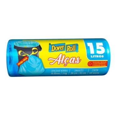 Imagem de Dover-Roll Saco Para Lixo Super Forte Com Alças 15 Litros Azul Rolo Com 40 Sacos