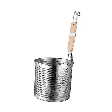 Imagem de Generic Coador de alimentos Cesta de bolinho de massa Cozinha Ferramenta de aço inoxidável Peneira de macarrão Cestas de macarrão para acampamento Fritar, alça plana de 18 cm