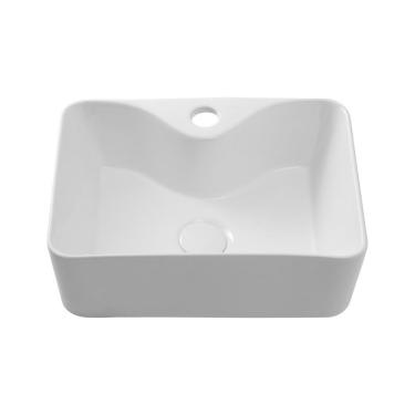 Imagem de Cuba De Apoio Para Banheiro Retangular Slim Louça Cerâmica 40 cm Cornalina Pingoo.casa - Branco