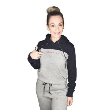 Imagem de Blusa Moletom Go Bike Casual Ciclismo Feminina Bicolor Preta/Cinza-Feminino