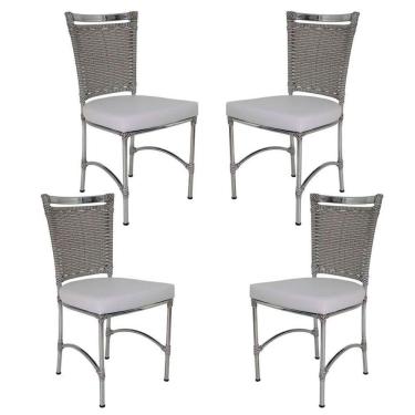 Imagem de 4 Cadeiras em Alumínio e Fibra Sintética JK Cozinha Edícula