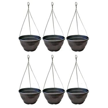 Imagem de Kit 6 Vaso/cuia Suspenso Para Samambaia e Planta Pendente + Cabo De Aço