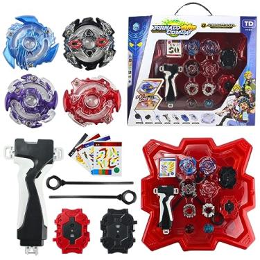Imagem de Genérico Kit Arena (34cm) Com 2 Piões de Metal 2 Lançadores 2 Cremalheiras Com Beyblade Brinquedo, Jogo de Pião para 3+ Anos