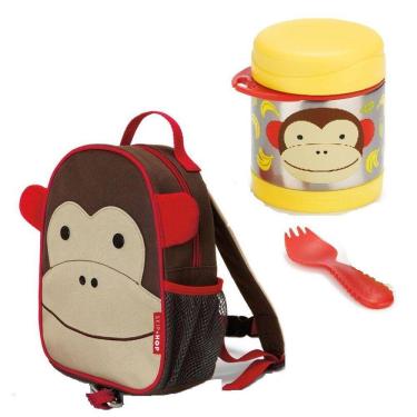 Imagem de Mochila infantil Skip Hop Macaco Com Pote Térmico 
