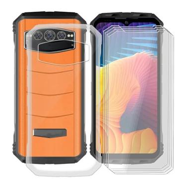 Imagem de ZXLZKQ Capa transparente para Doogee S100 (6,6 polegadas) com 4 x películas protetoras de vidro temperado, capa protetora de silicone macio à prova de choque fina, capa de telefone à prova de queda de 360° para Doogee S100 - transparente