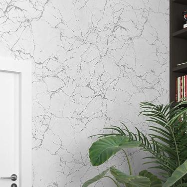 Imagem de Papel de Parede Adesivo Mármore Carrara Branco Lavável Autocolável Sala Cozinha Quarto Pia 3m
