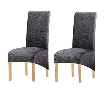 Imagem de Capas para cadeiras de jantar, elastano macio de pelúcia, capa com encosto alto, lavável, removível, protetor de cadeira de jantar para sala de jantar, cozinha, hotel (Color : Dark Grey, Size : 2)
