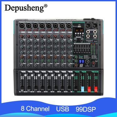 Imagem de Depusheng-PA8 Mixer de áudio profissional  8 canais  Sound Board Console  DJ Mixing Desk System