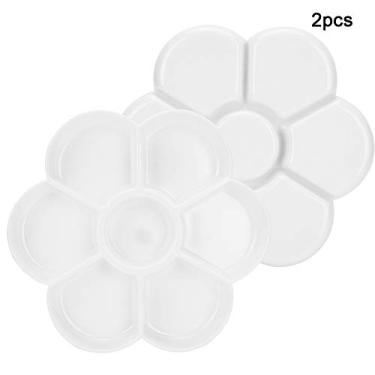 Imagem de Paleta de Pintura a óleo Ferramentas de Plástico 7 Suprimentos de Grade Paleta de Forma de Ameixa Espessa 2 Peças Paleta de óleo Paleta de Ameixa Cor Tinta Branca