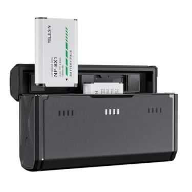 Imagem de CIADAZ CMR-001 2 unidades de baterias NP-BX1 + carregador de bateria de 3 slots com slots para cartões e porta USB compatível com Sony ZV-1/ RX100M6/ H400/ WX350/ RX100 / HX50/ HDR-PJ410/