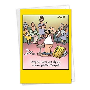 Imagem de Bangkok – Cartão de aniversário divertido de jogo de tabuleiro com envelope (11 x 17 cm) – Jogo de família de charadas de humor adulto, artigos de papelaria Bday Comic para homens, mulheres, adultos – Cartão de parabéns para aniversários 8300