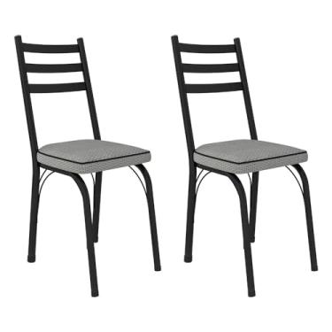 Imagem de Kit 2 Cadeiras de Cozinha Luisiana Estampado Platina Pés de Ferro Preto - Pallazio