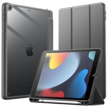 Imagem de JETech Capa para iPad 10,2 Polegadas (9/8/7ª Geração, 2021/2020/2019) com Porta Pencil, Capa Traseira Transparente, Suporte Fino, Capa para Tablet à Prova de Choque (Cinza Espacial)