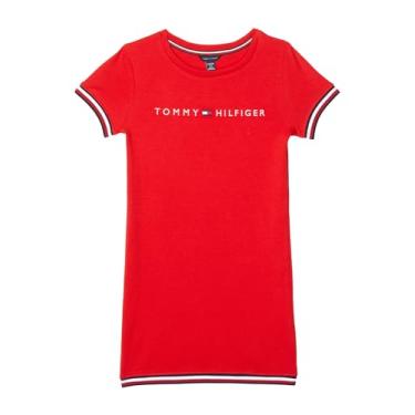 Imagem de Tommy Hilfiger Vestido camiseta de manga curta para meninas tamanho único, Bodycon vermelho, 7