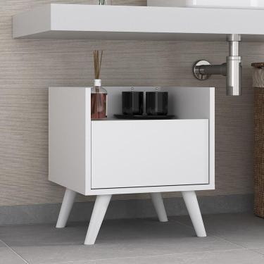 Imagem de Gabinete Armário Banheiro 40 cm com Pés Retrô Multimóveis MP5037 Branco