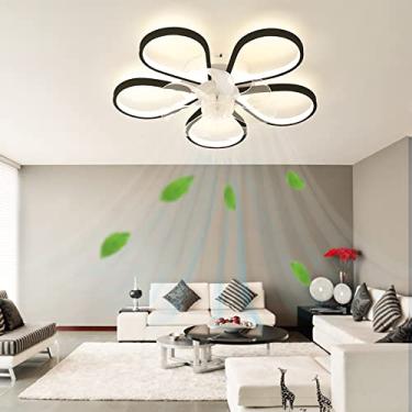 Imagem de Ventilador de teto com luz LED de controle remoto, ventilador reversível regulável com luz de teto para quarto silencioso Ventilador de teto de 6 velocidades com temporizador de lâmpada Desi