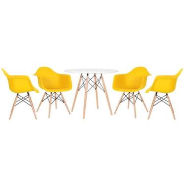 Imagem de Mesa Redonda Eames 90 Cm + 4 Cadeiras Eiffel Daw - Mobili