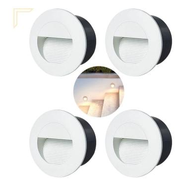 Imagem de 4 Balizador Embutir Redondo Parede Branco Led Escada Lup90