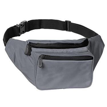 Imagem de Pochete com cinto – bolsa transversal para homens ou mulheres – mãos livres, impermeável, grande, bolsa para caminhadas, corridas e viagens, Brilho cinza, One-Size, Pochete