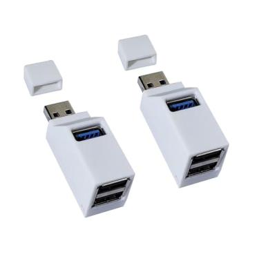 Imagem de LUVMOXE (Pacote com 2) Divisor USB 2.0, hub USB 3.0 de 3 portas, dongle expansível de porta USB portátil para PC, laptop e mais (branco)