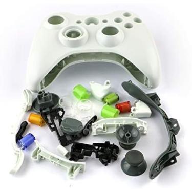 Imagem de Kit completo de capa de substituição e botões para controle sem fio Microsoft Xbox 360 Gamepad capa protetora (branca)