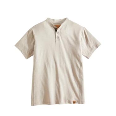 Imagem de Venado Camiseta masculina Henley de manga curta premium - Henley masculina com algodão elástico, Aveia, P