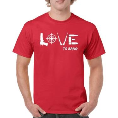 Imagem de Camiseta Love to Bang 2nd Amendment 2A Gun Right to Bear Arms Veteran Dont Tread on Me Camiseta masculina patriótica americana, Vermelho, G