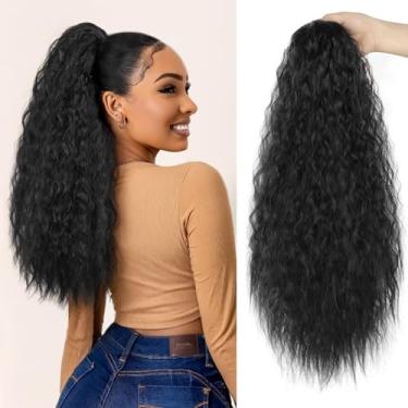 Imagem de AISI BEAUTY Rabo de cavalo longo encaracolado para mulheres com clipe de 55,88 cm em extensão de rabo de cavalo natural ondulado para mulheres (1B)