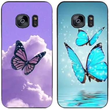 Imagem de 2 peças de capa traseira para celular com estampa de borboleta voando no céu TPU gel silicone para Samsung Galaxy todas as séries (Galaxy S7 Edge)