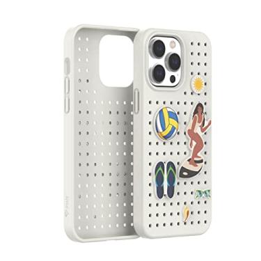 Imagem de Pinit Capa para iPhone - Proteção contra quedas de 4 metros, plástico reciclado, acabamento suave ao toque, padrões especiais, personalizável com pinos - Compatível com iPhone 14 Pro - Branca
