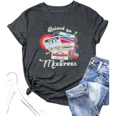 Imagem de Camisetas vintage dos anos 80 para mulheres: Camiseta musical de fita cassete de rock retrô para concertos, Cinza, M