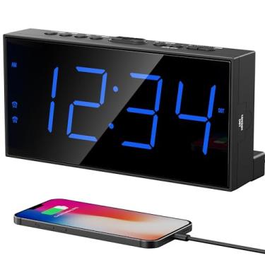 Imagem de Despertador Digital Duplo PPLEE, Visor Grande de Cabeceira com Bateria de Reserva, Carregador USB, Volume, Regulador, LED com Sono Pesado Infantil