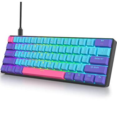 Imagem de Guffercty kred Teclado vermelho mecânico de 60 por cento, teclado RGB com fio de troca a quente com teclas PBT retroiluminadas NKRO Tipo-C para PC Gamer (Gateron Optical Red, Coringa)
