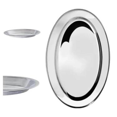 Imagem de Travessa Bandeja Oval Funda em Aço Inox 26cm (Material Profissional e Resistente)
