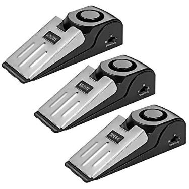 Imagem de Pacote com 3 alarmes de parada de porta atualizados – Ótimo para viajar, batente de porta de segurança, ferramentas de segurança para casa, conjunto com 3