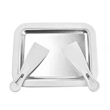 Imagem de Máquina de fazer sorvete de aço inoxidável Placa para iogurte frito Panela para iogurte doméstico Bandeja de gelo frito Faça você mesmo Mini bandeja de gelo frito (branco)