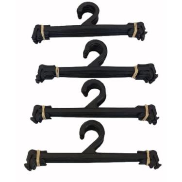 Imagem de Kit com 100 cabides de plástico preto para moda íntima lingerie moda infantil para organização lojas (Preto, Plastic)