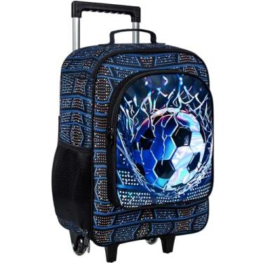Imagem de HPJGD Mala Infantil Resistente à Água com Rodinhas, Bagagem de Viagem para Crianças Pré-Escolares, Bagagem de Futebol para Meninos, One Size