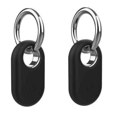Imagem de Compatível com Samsung Galaxy SmartTag2, pacote com 2 capas protetoras de silicone para Galaxy Smart Tag 2 com chaveiro, proteção completa anti-arranhões para chaves, mochilas e bagagens (preto)