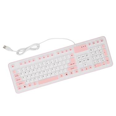 Imagem de Teclado de Silicone Dobrável, 106 Teclas, Com Fio, Silencioso, para Pc, Laptop, Cor G o, Teclado de Silicone Usb Dobrável (Rosa)
