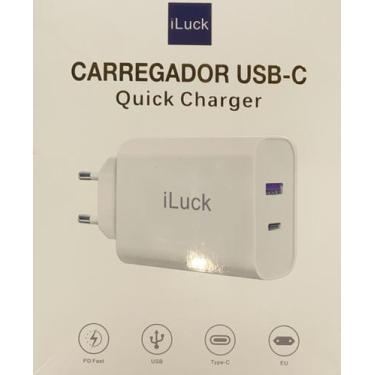 Imagem de carregador para telefone 20w com entrada usb/type-c - iluck, Branco