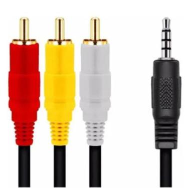 Imagem de Cabo P3 Macho av 3 Rca Macho 1,3m Cabo p3 Para Dvd - A.R Variedades MT