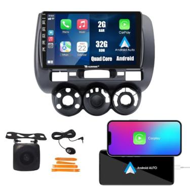Imagem de CarPlay Android Navegação Automática Estéreo GPS Rádio Câmera Display 22.9 cm IPS Touchscreen Headunit Tablet Pad Media Player para Honda Fit Jazz City 2002-2006(RHD), se aplicável Quad Core 2G + 32G