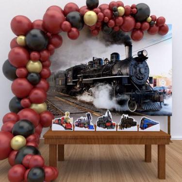 Imagem de Kit Festa Ouro Locomotiva Trem Maria Fumaça-  IMPAKTO VISUAL