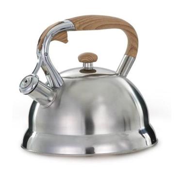 Imagem de Chaleira De Aço Inox Com Alça De Bambu 2,5 Litros - Mimo Style