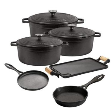 Imagem de Jogo de Panela de Ferro Fundido Neo 6 peças Frigideira Chapa  e Tapioq